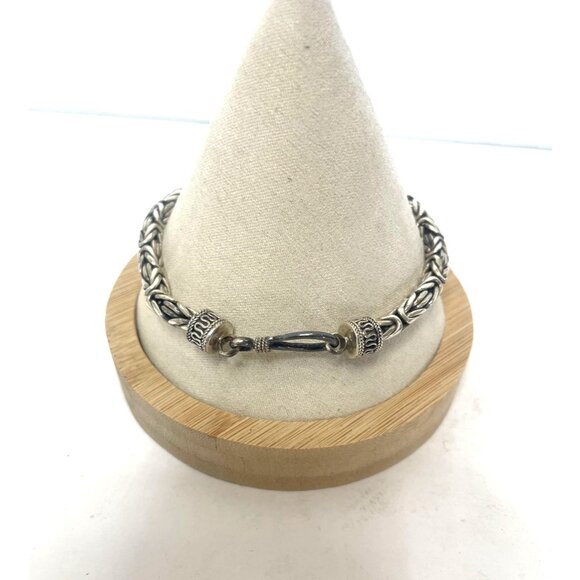 Sterling Silver 925 Byzantine Chain Bracelet 8 5/8" Long Fish Hook Closure 29g - Picture 6 of 9